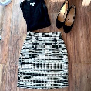 High waisted tweed lined skirt